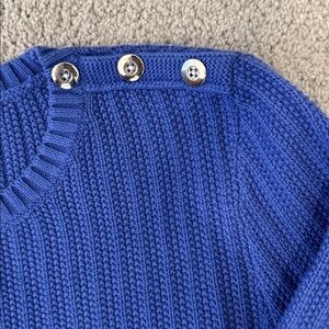 😊Talbots Royal Blue Button-Shoulder Sweater